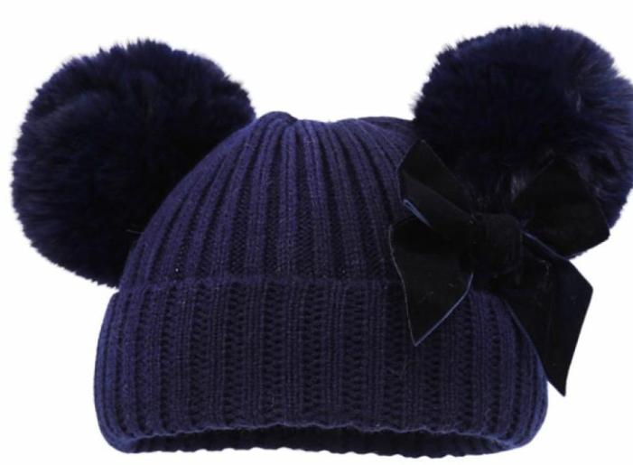 Baby / toddler fur pom pom with bow