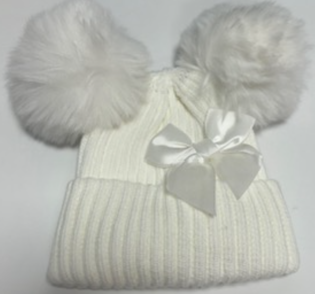 Baby / toddler fur pom pom with bow