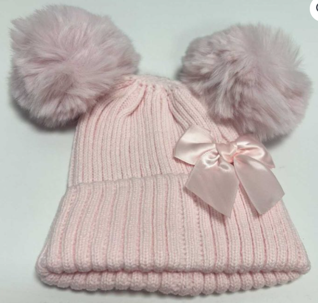 Baby / toddler fur pom pom with bow